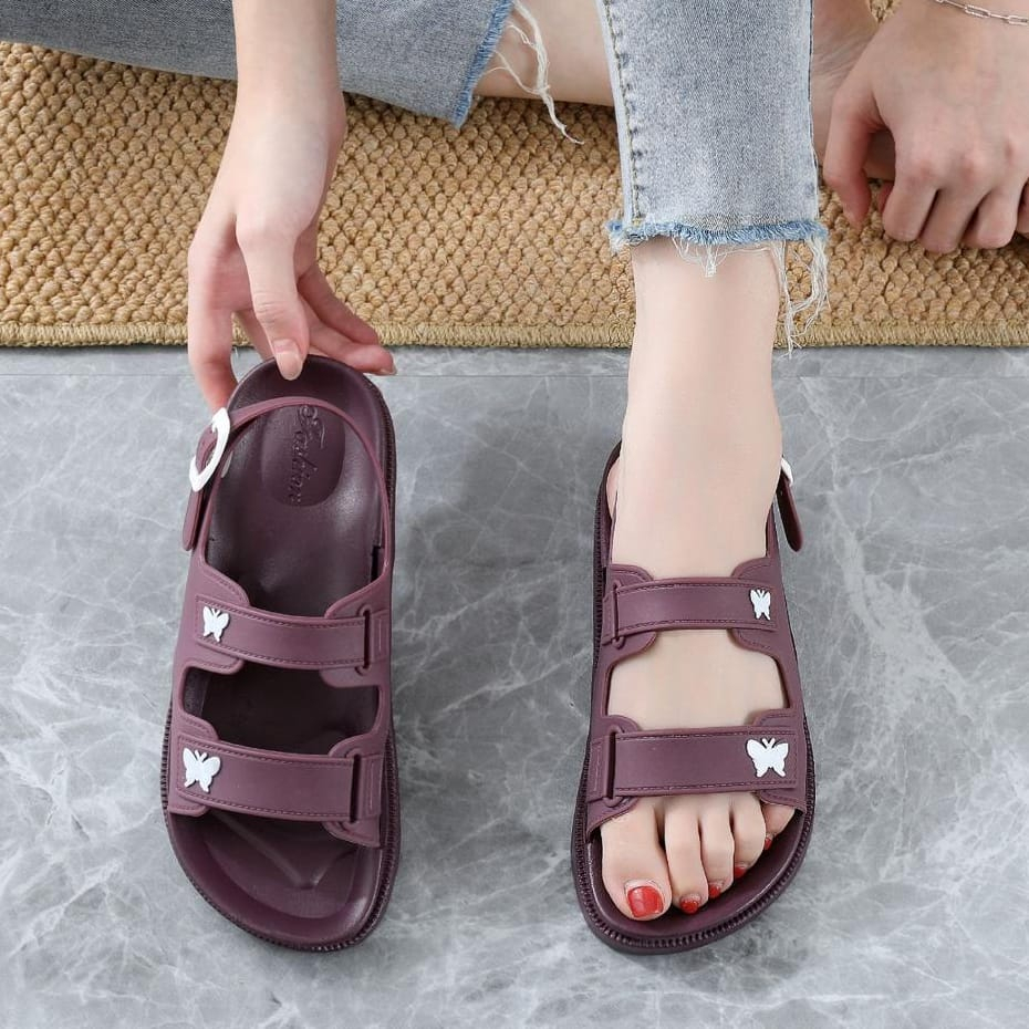 Sandal Tali Jelly LXX Butterfly Import L1978 / Sandal Wanita Dewasa Jelly Import