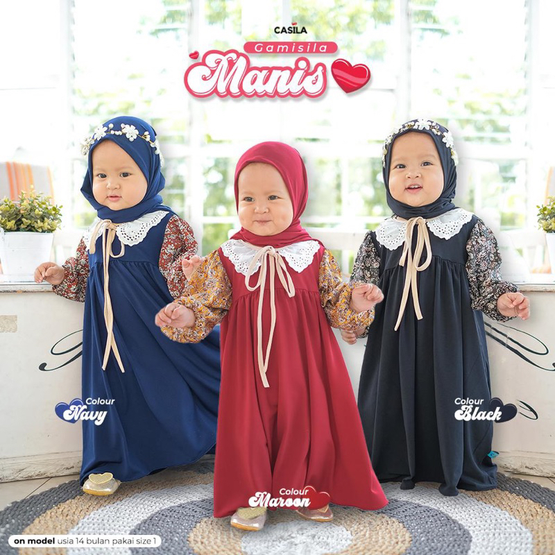 GAMISILA MANIS BOLD gamis anak perempuan 0-12tahun  gamis terbaru gamis anak perempuan  rayon