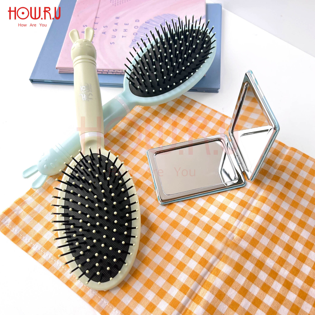 HOW.R.U | Sisir Rambut Vented Untuk Blow-Dry Lembut Anti Kusut Aneka Desain dan Warna DE