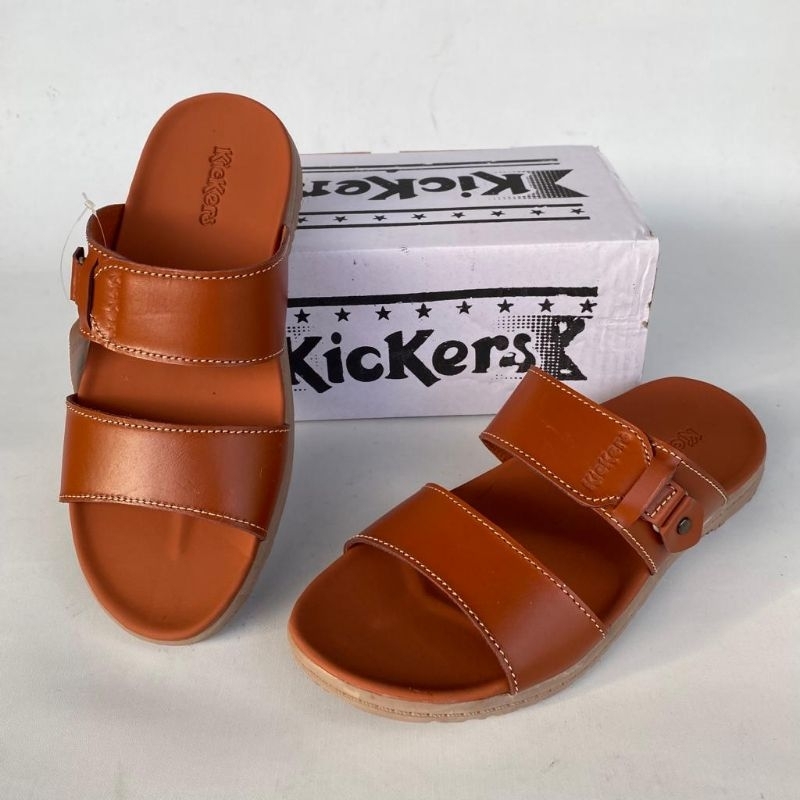 Sandal pria kulit sandal kickers pria sandal slop kulit sandal slide pria