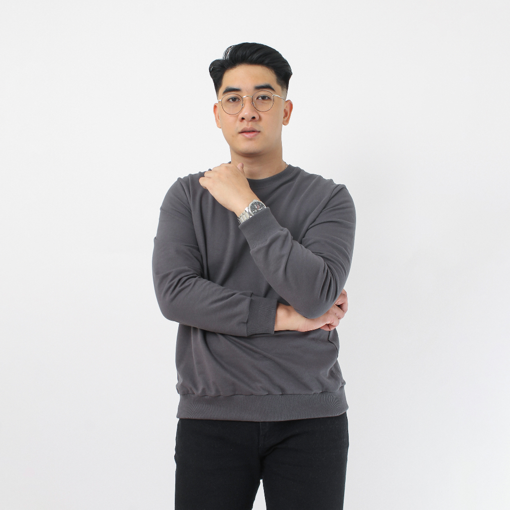 Volda Basic Crewneck Sweater Baby Terry (Dark Grey)