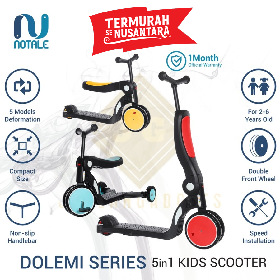 Notale Dolemi Skuter Anak bebehoo Series 5in1 Kids Scooter Sepeda Anak Balance Bike Sepeda Roda Tiga