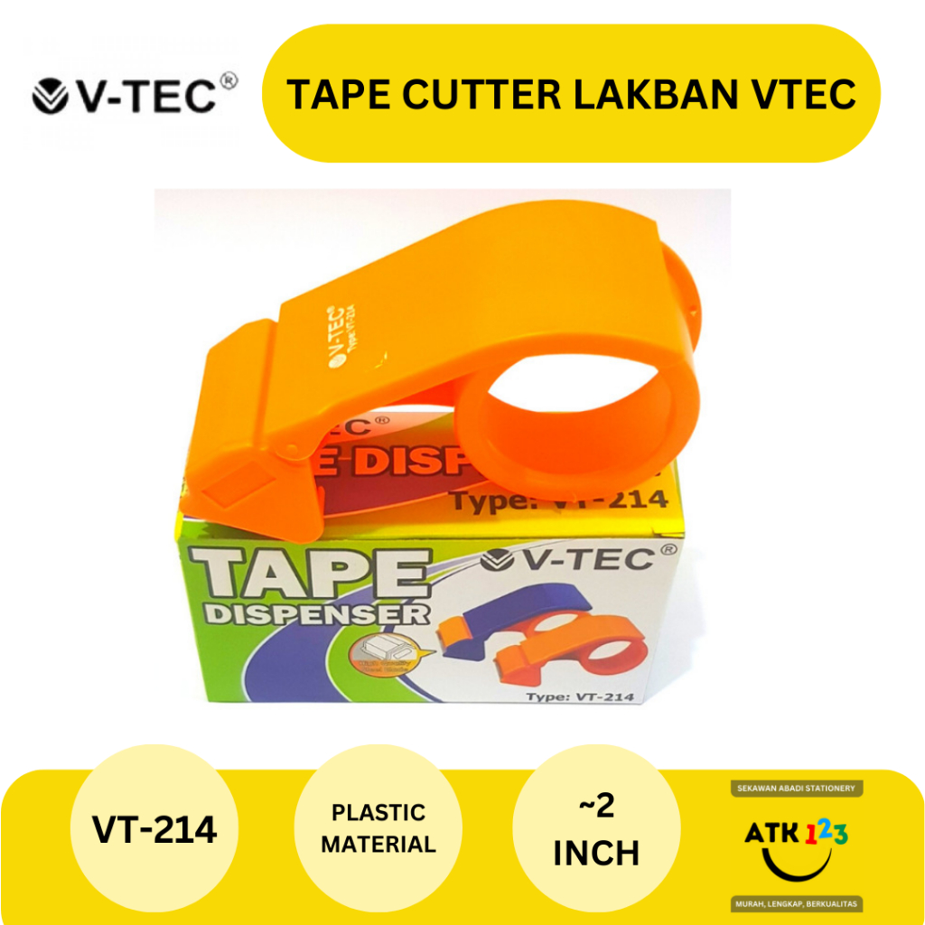 Tape Dispenser / Pemotong Lakban Merk V-Tec VT-214 Plastik