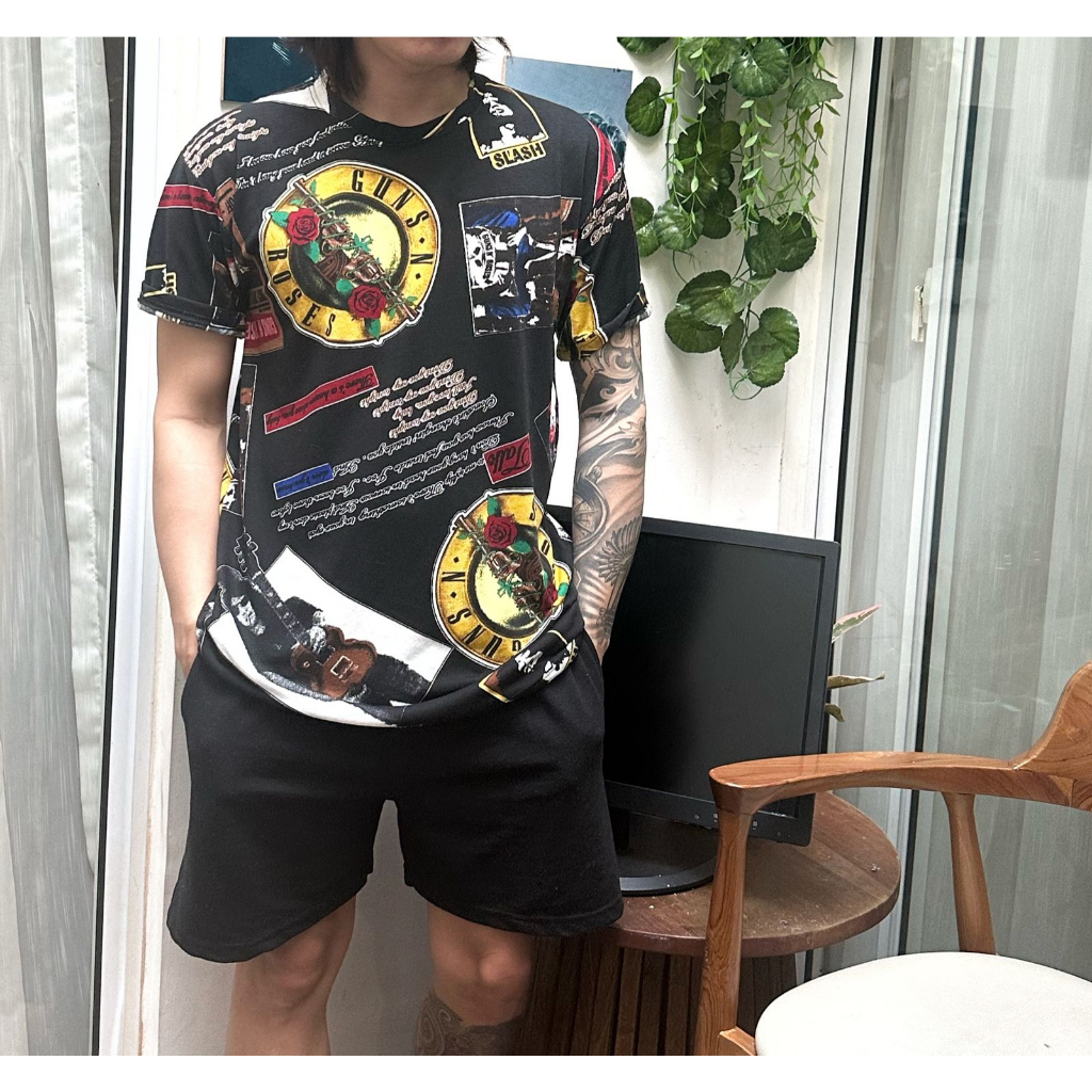 kaos distro kaos full printing KAOS GUN ROSES katun combad 28s premium ready size M L XL