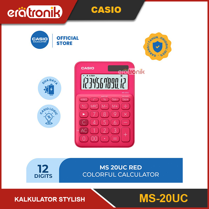 

Kalkulator Casio MS-20UC Red Kalkulator Stylish Kalkulator Colorful