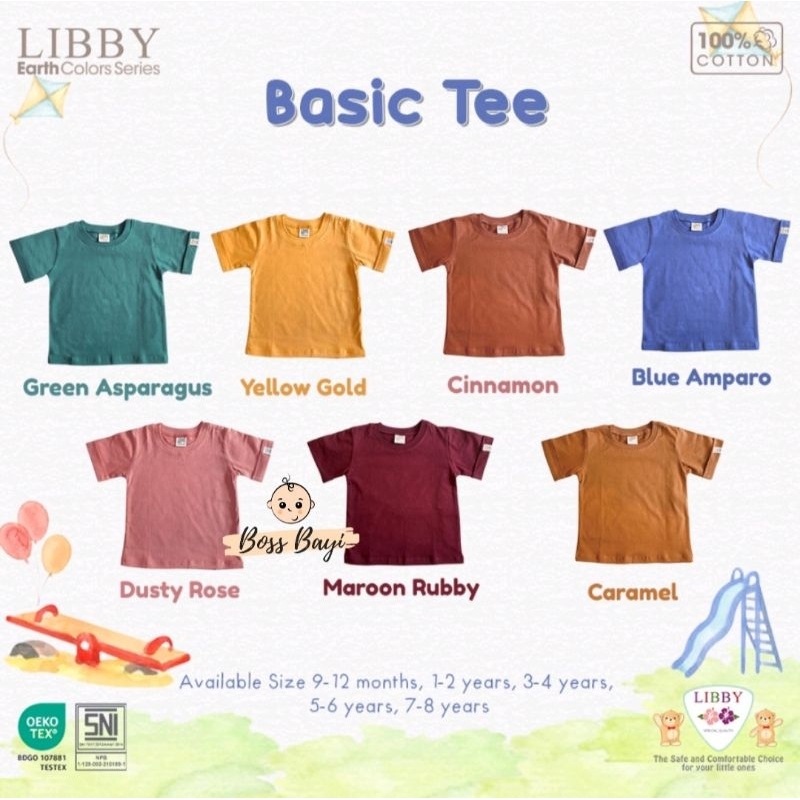 LIBBY Earth Color Basic Tee/ Kaos Atasan Bayi Anak Polos Warna