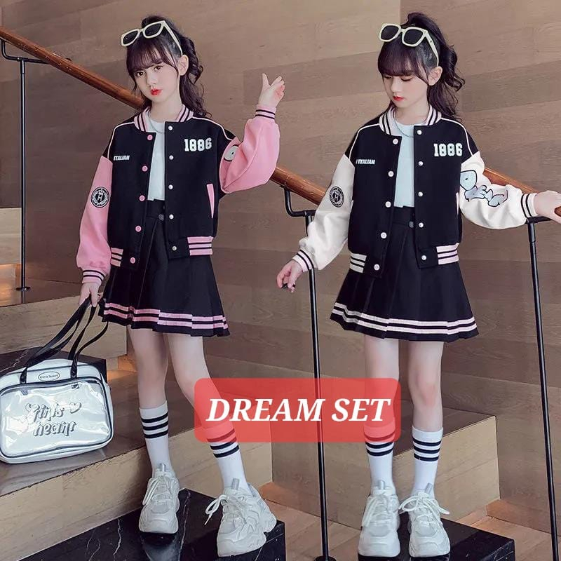 BAJUKIDDIE DREAM SET BAJU SETELAN FASHION KOREA ANAK REMAJA CEWEK IMPORT MODEL CASUAL SANTAI KEREN