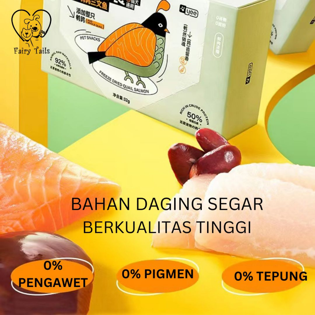 Freeze Dried Snack Cemilan Daging Beku Ayam Burung Ikan Salmon Atau Ikan Hiu Untuk Kucing / Freeze Dried Raw Meat from Chicken Quail Salmon and Shark for Cat