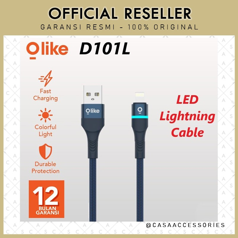 Olike D101L LED Lightning Kabel Data Cable 1M Braided Fast Charging