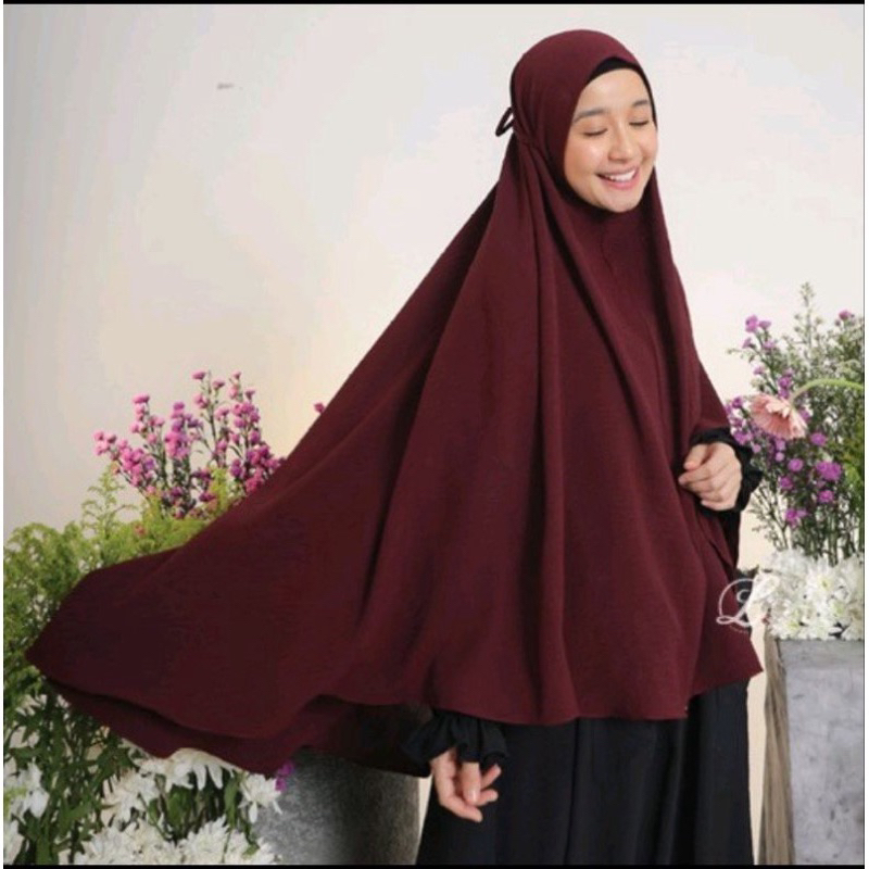 HIJAB JILBAB INSTAN BERGO SYARI CRINKLE TALI/PET SIZE 2L/XXL