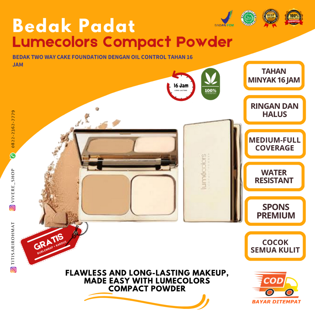 Lumecolors Compact Powder Bedak Padat Bedak Wajah
