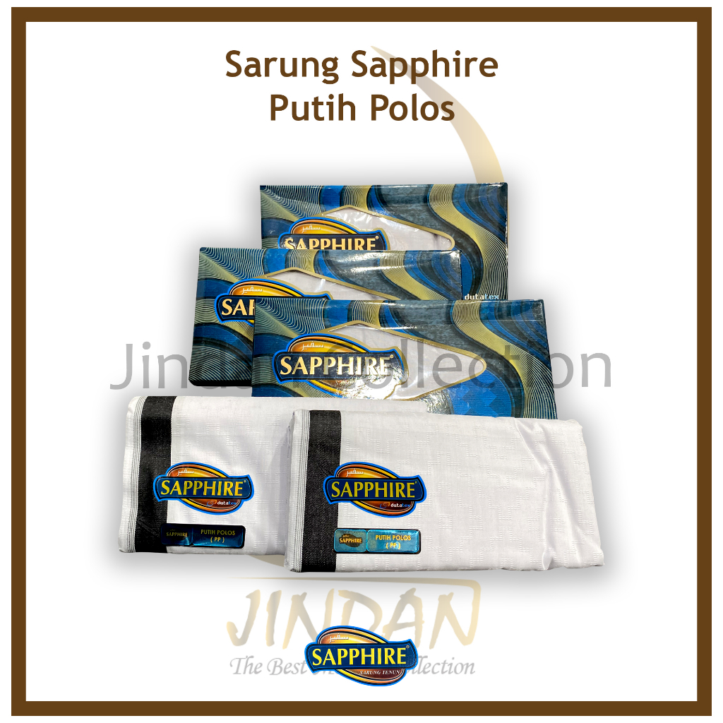 Sarung Sapphire Putih Polos Motif Timbul