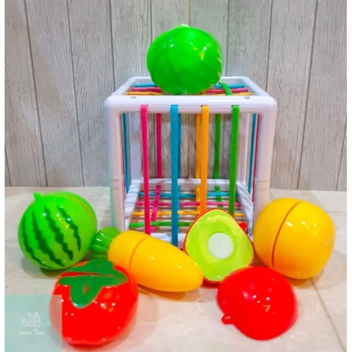 MAINAN EDUKASI ANAK SORTIR BENTUK BUAH SAYURAN SHAPE SORTING GAME FRUIT VEGETABLE SORT