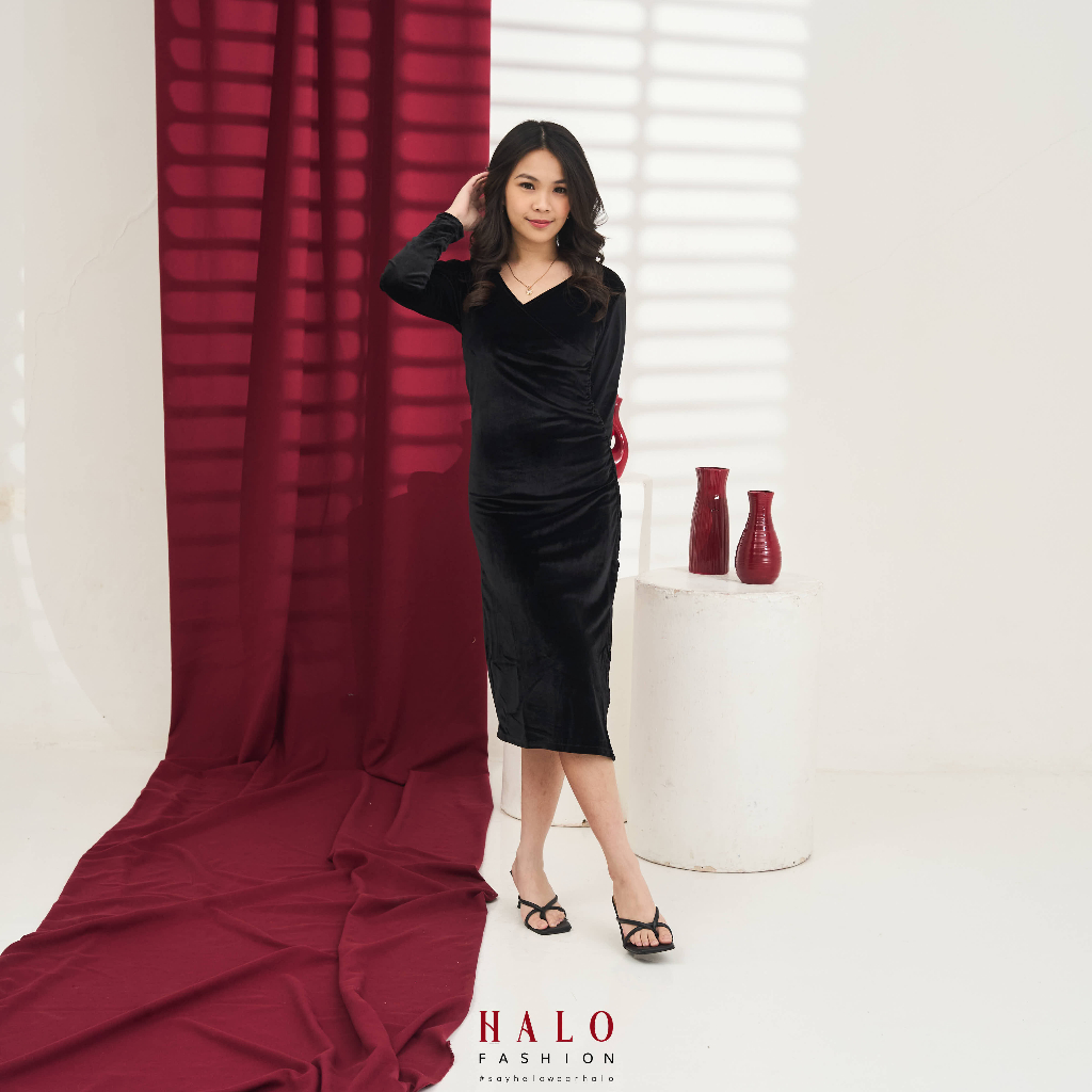 [HaloFashion] Nicole Sexy Dress Midi Dress Elegant Dress Korean Fashion