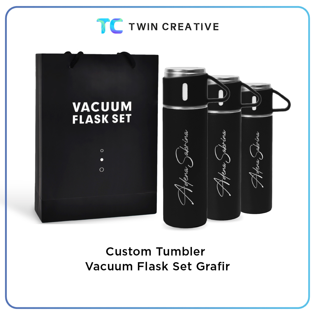 Hadiah Tumbler Vacuum Flask Set Souvenir Botol Minum Tahan Panas &amp; Dingin - Cetak Termos Sultan Grafir