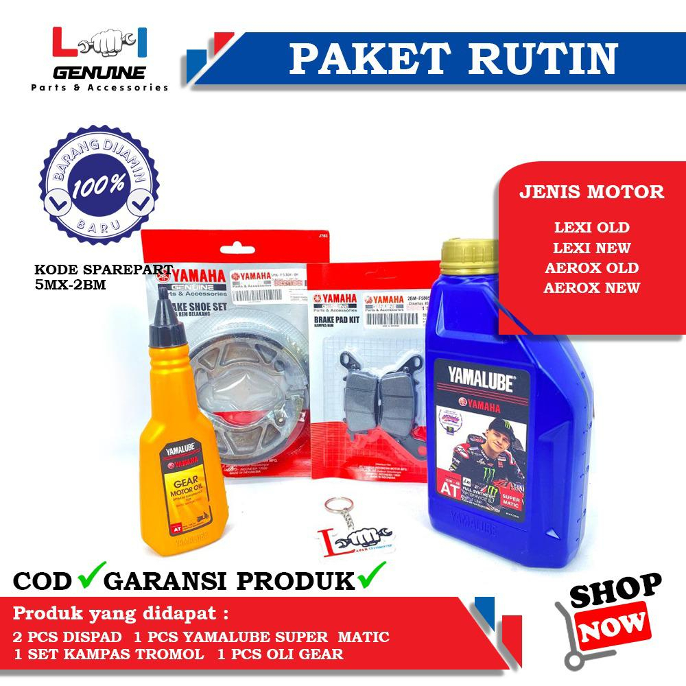 -LOI- PAKET SERVICE RUTIN OLI YAMALUBE SUPER MATIC SET YAMALUBE GEAR 140ML &amp; KAMPAS REM AEROX/LEXI