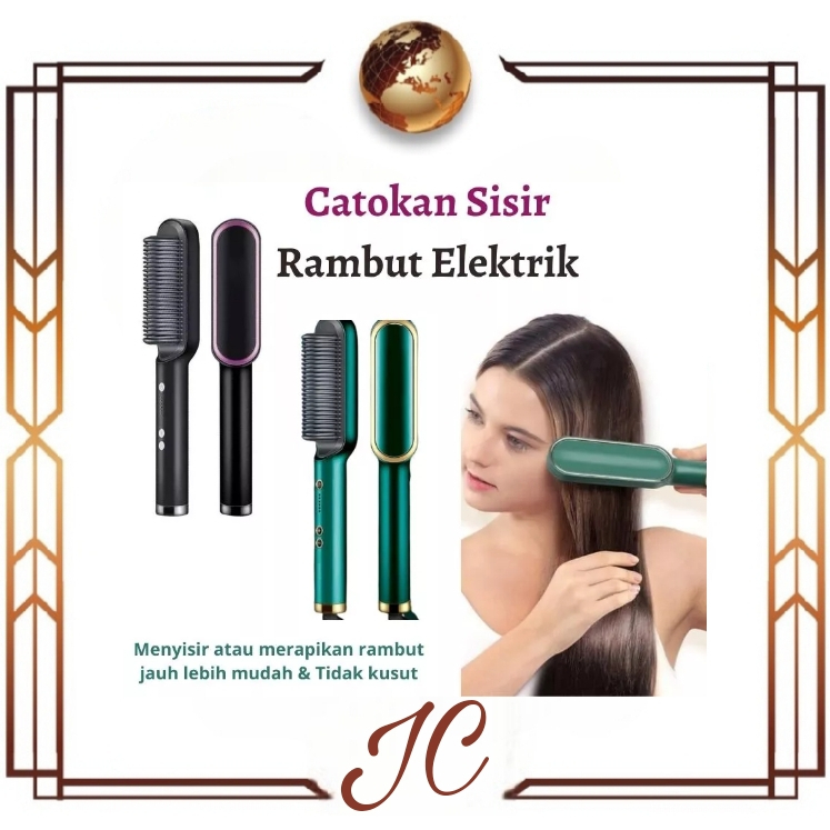 (JC) Catokan Sisir Pelurus Rambut Hair Straightener Curler 2 in 1