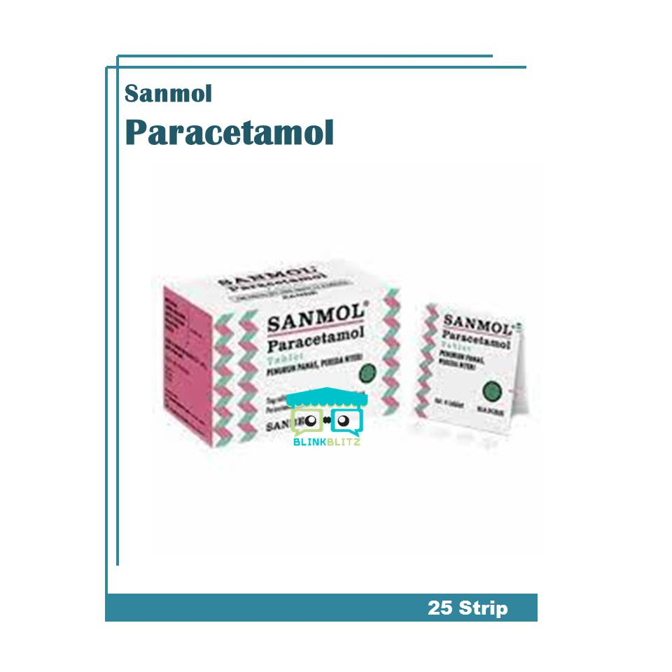 BOX Sanmol Paracetamol 500 mg Isi 25 Strip