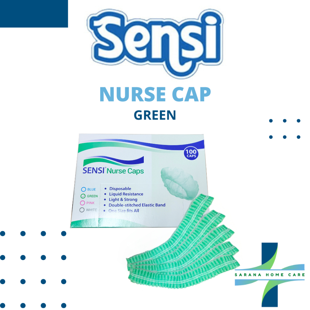 SENSI Nurse Cap Green/penutup kepala/ suster/dokter/ alat penutup rambut