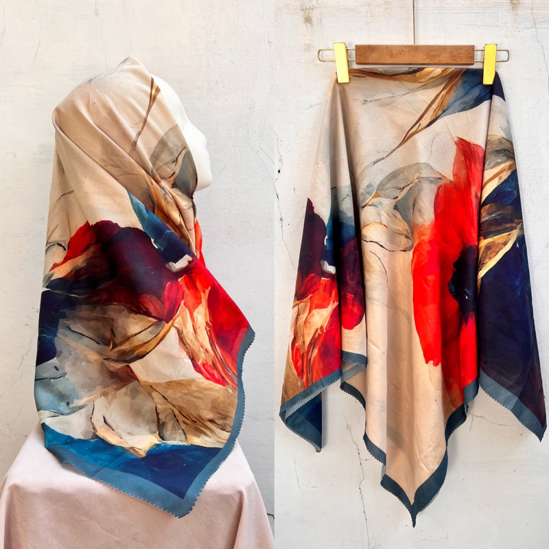 SADEAN HIJAB VOAL MOTIF BUNGA SERIES//110X110 CM BISA COD HIJAB VOAL MOTIF