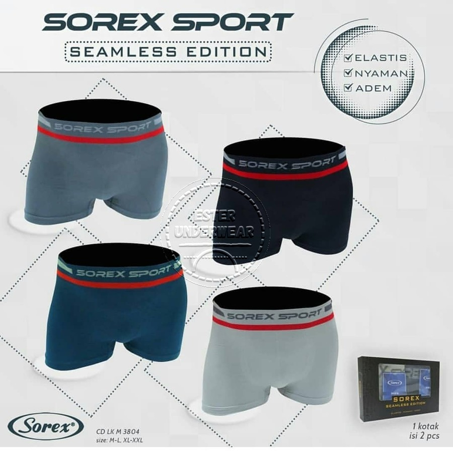 Celana Dalam Boxer Pria Sorex Sport 3804 ISI 2 Pcs