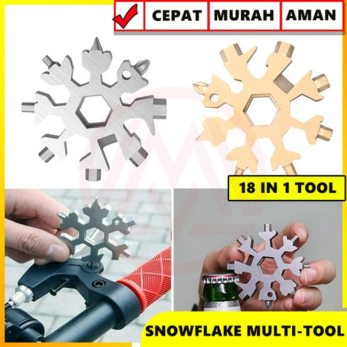 SNOWFLAKE MULTI TOOL 18 IN 1 GANTUNGAN KUNCI SALJU 18 IN 1 SURVIVAL