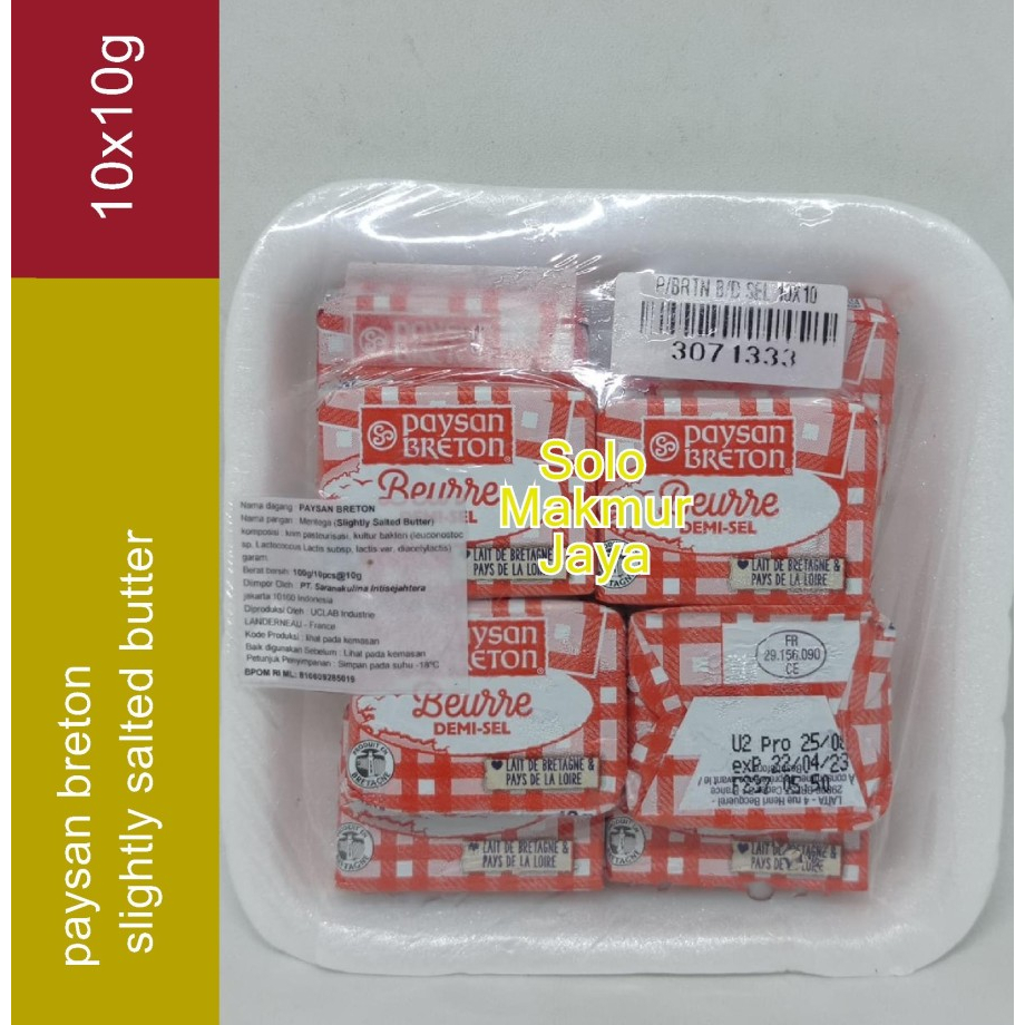 

Paysan Breton Salted Butter 10X10 gr Mentega Slightly Salted Butter 100g