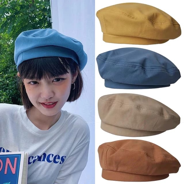 TOPI BARET CEWEK DEWASA KEKINIAN FASHION KOREA WANITA DEWASA WARNA ORANGE ARTIST WOMEN CAP W16