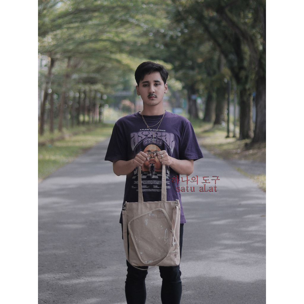 SATU ALAT Tas Selempang + Tote Bag HARANA TRANSPARAN 100% Canvas Premium Tebal Tas Kanvas