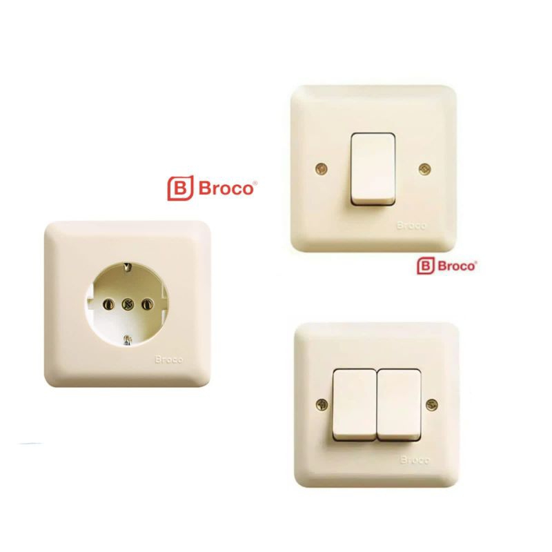 Stop Kontak Broco 5511U / Saklar Engkel Broco 6621U / Saklar Seri Broco 6622U IB