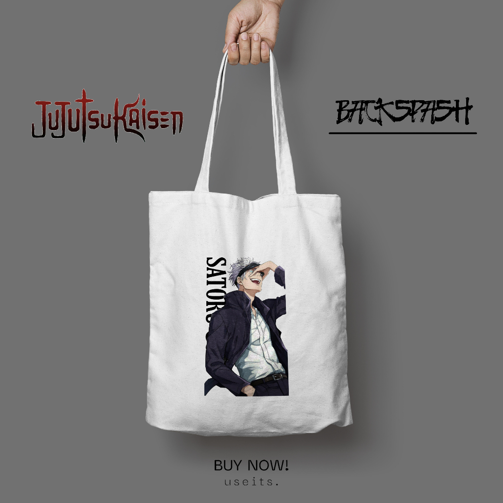 Totebag Tas Anime Jujutsu Kaisen Gojo Itadori Megumi Pria Wanita - JUJUTSU KAISEN