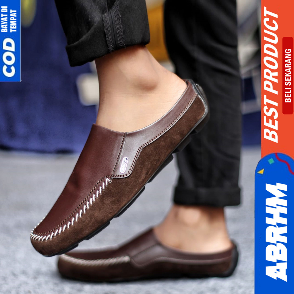 Sepatu Sandal Pria Bustong Slop Kulit Pu Hitam LUCAS ABRHM