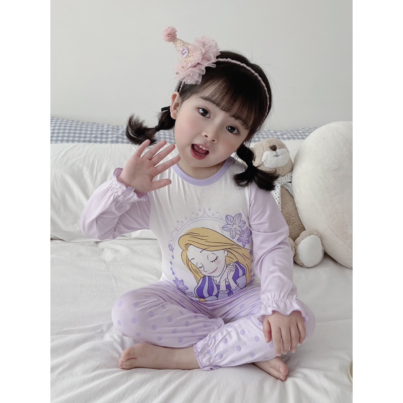 Piyama Anak Import Karakter Disney Princess Baju Tidur Anak Perempuan Lengan Panjang