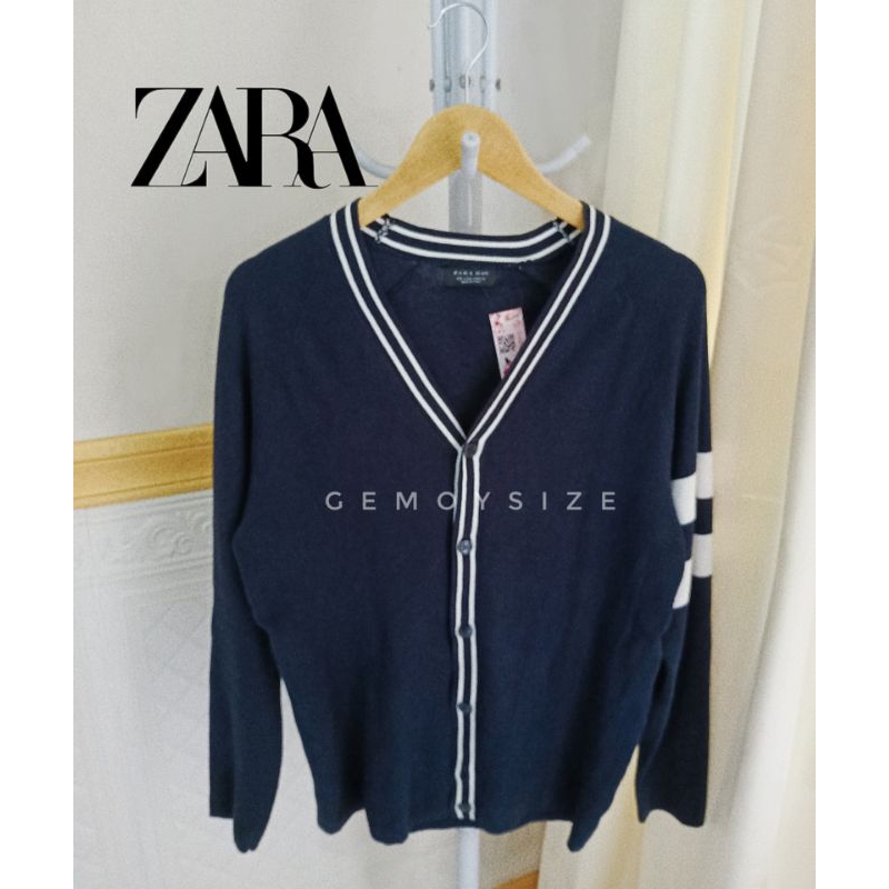 ZARA man cardigan knit navy outer rajut pria sweater premium