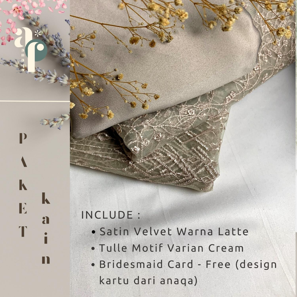 Paket Kain BRIDESMAID PREMIUM // Lamaran // Seragaman Keluarga // Wisuda Lengkap Satin Kebaya Brokat Warna Latte