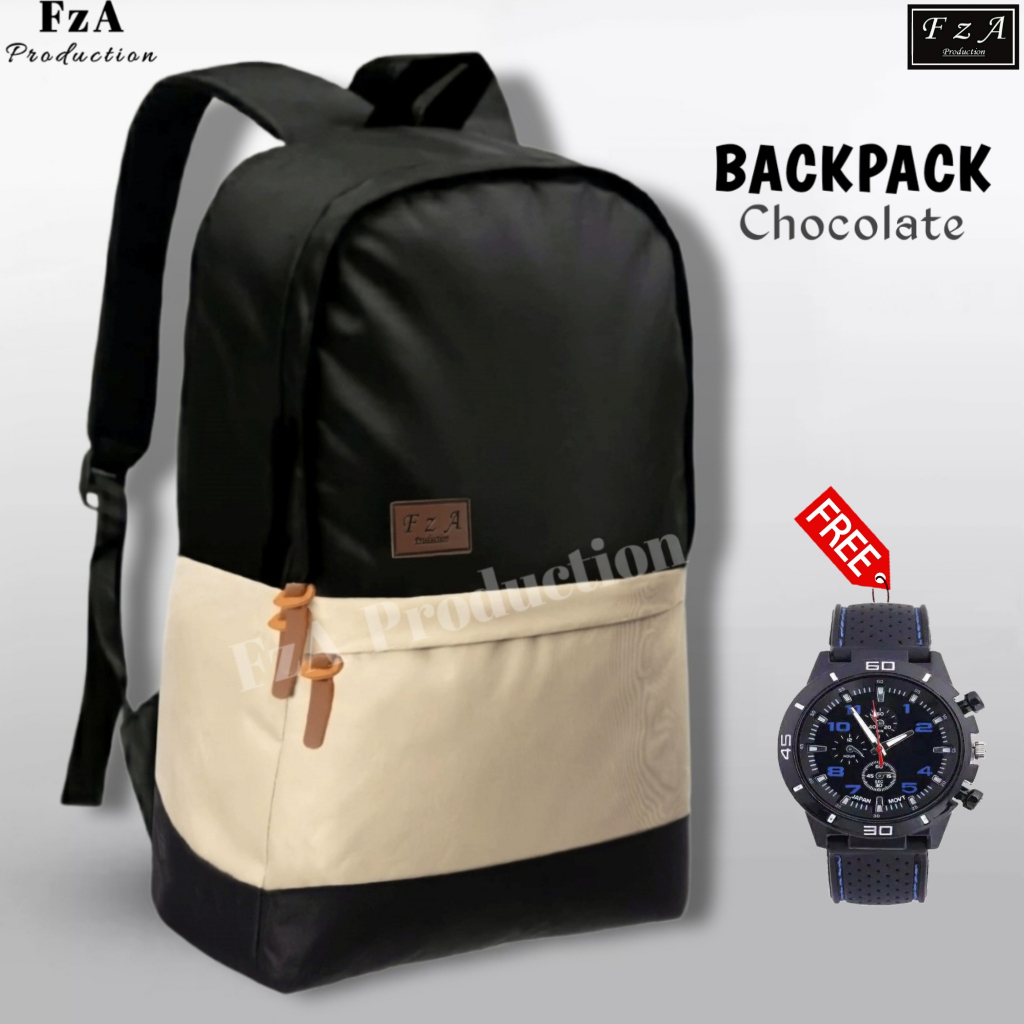 FzA Official - Tas Ransel Punggung Distro Casual Pria Wanita / Tas Ransel Laptop Origin SPT02 - CHocolate