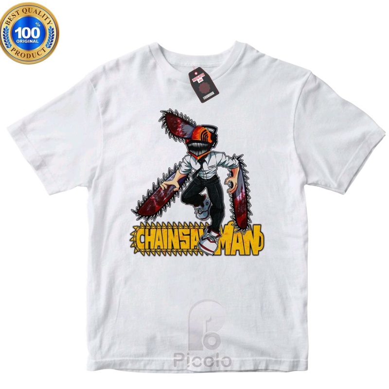 (FREE NAMA) BAJU KAOS ATASAN ANAK MOTIF ANIME CHAINSAW MAN KARAKTER DENJI UNISEX Bahan COTTUN