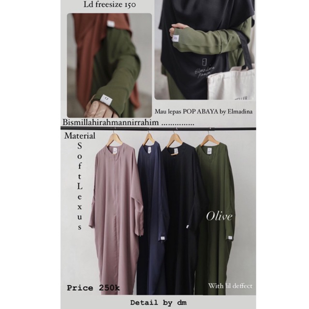 Preloved MPOP ABAYA IN OLIVE ELMADINA bukan Aljenna