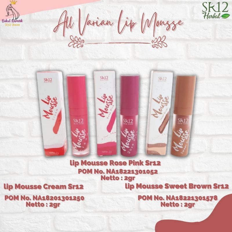 SR12 LIP MOUSSE CREAM / SR12 LIPSTIK MATTE KOREA RINGAN TAHAN LAMA TIDAK LUNTUR / LIP TINT PEWARNA B