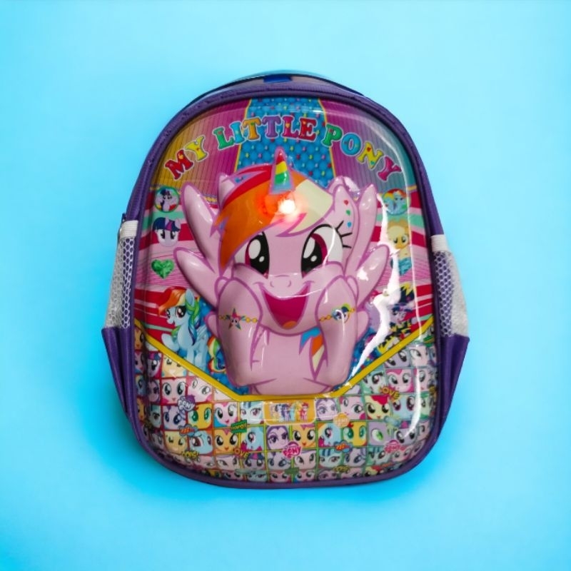 TAS SEKOLAH ANAK PEREMPUAN PAUD/TK KARAKTER KUDA PONY LAMPU LED 3D