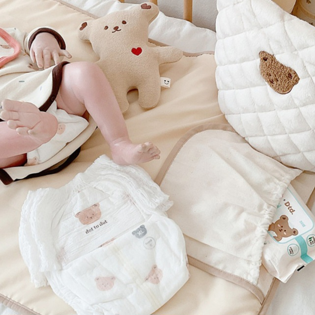 BIANCA - BEAR SERIES Alas Perlak Bayi Praktis Bahan Waterproof Mudah Dilipat