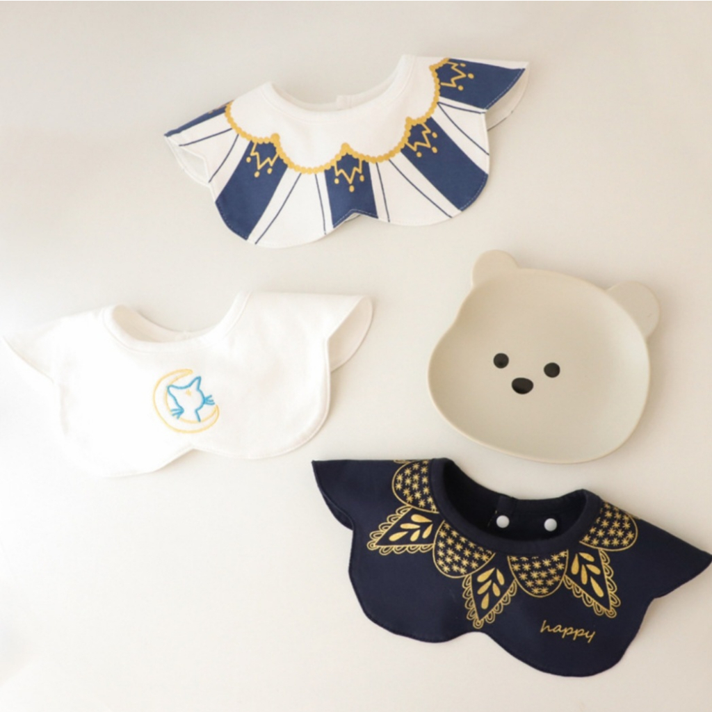 BIANCA - Bibs Premium Tadah Air Liur Anak / Celemek Anak 3 IN 1 CREAM BEAR SERIES