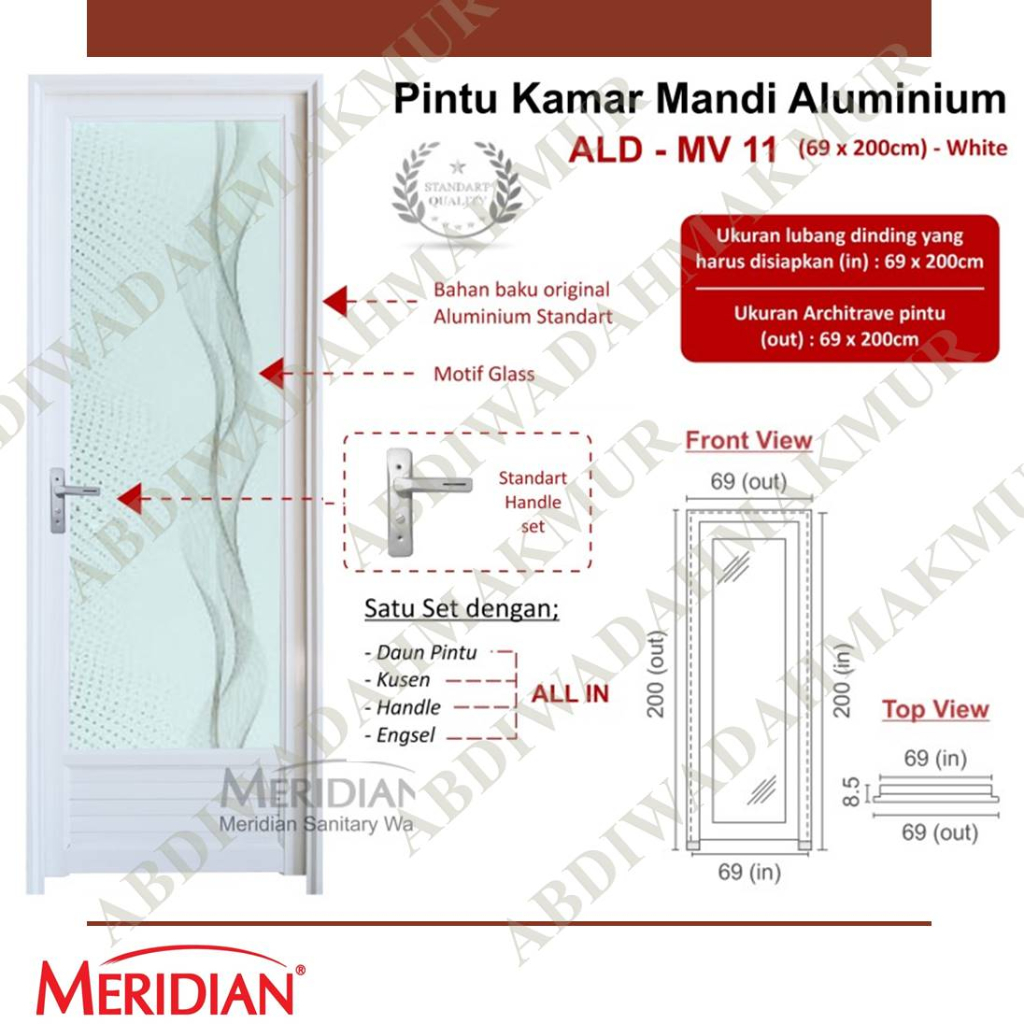 Pintu Aluminium Kamar Mandi MERIDIAN ( ALD MV 11 )