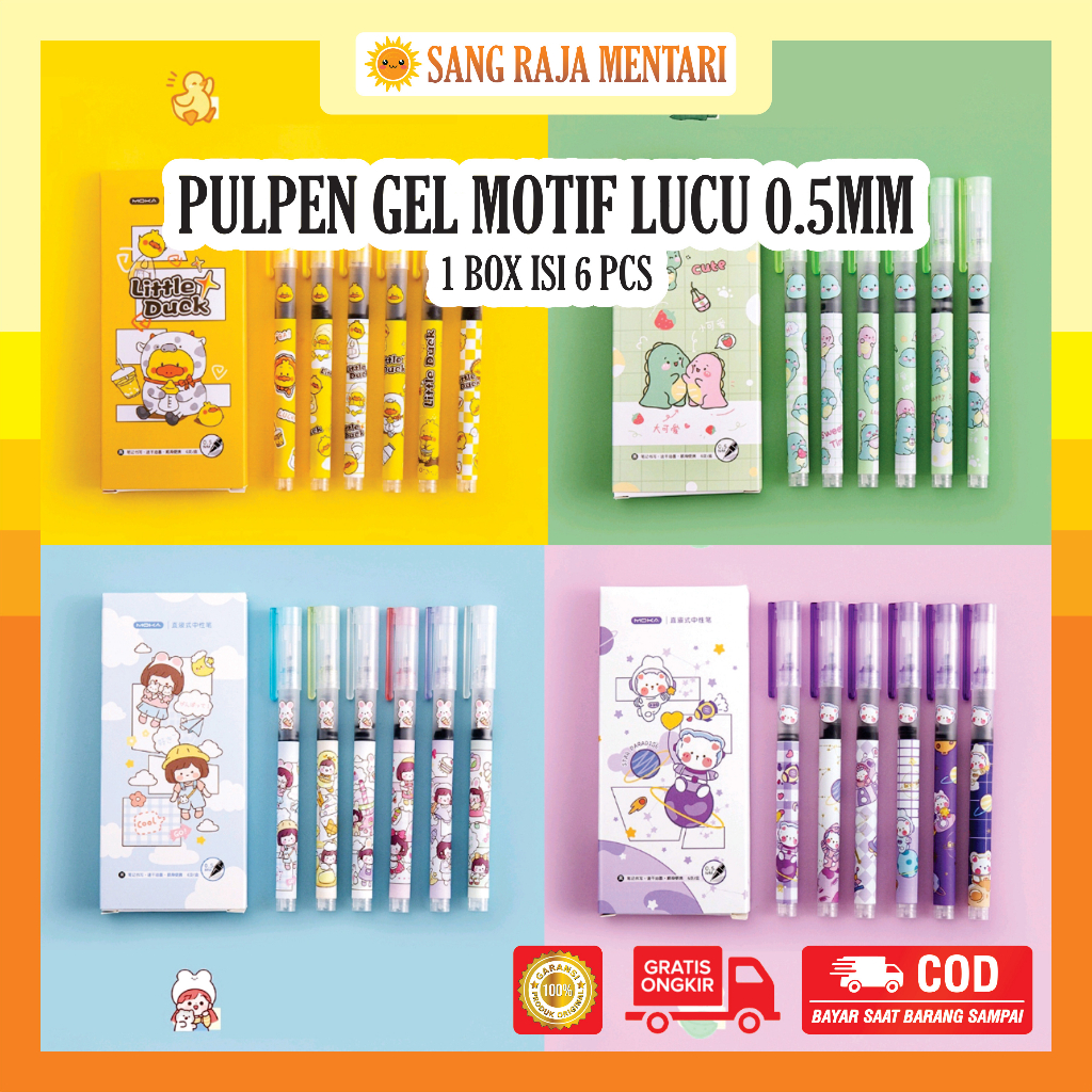 

Pulpen Gel Motif Momo 1 Box isi 6 pcs | Bolpen 0.5mm Motif Karakter Anak Lucu