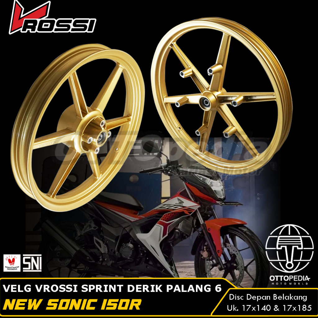Velg Racing Vrossi Honda New Sonic 150R Sprint Derik Pelek Model RCB Palang 6 Ring 17 160x185