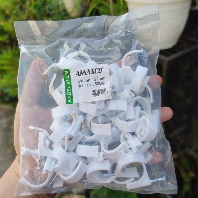 AMASCO KLEM KABEL 22MM 22 MM CABLE CLIPS ISI 50CLIPS PERBUNGKUS