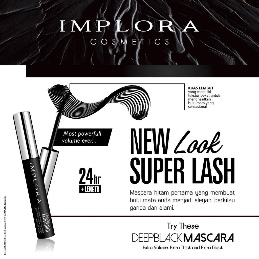 Implora Deep Black Mascara 100% Original 3.8gr