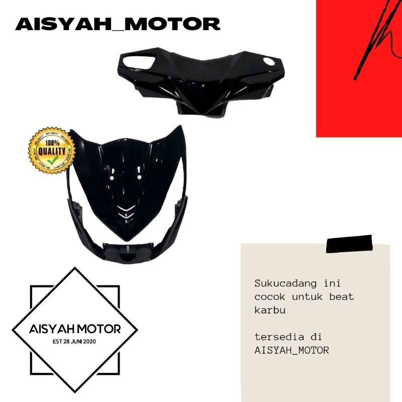 Cover Bodi Batok Depan Tameng Honda Beat FI Warna Hitam Tahun 2012--2014