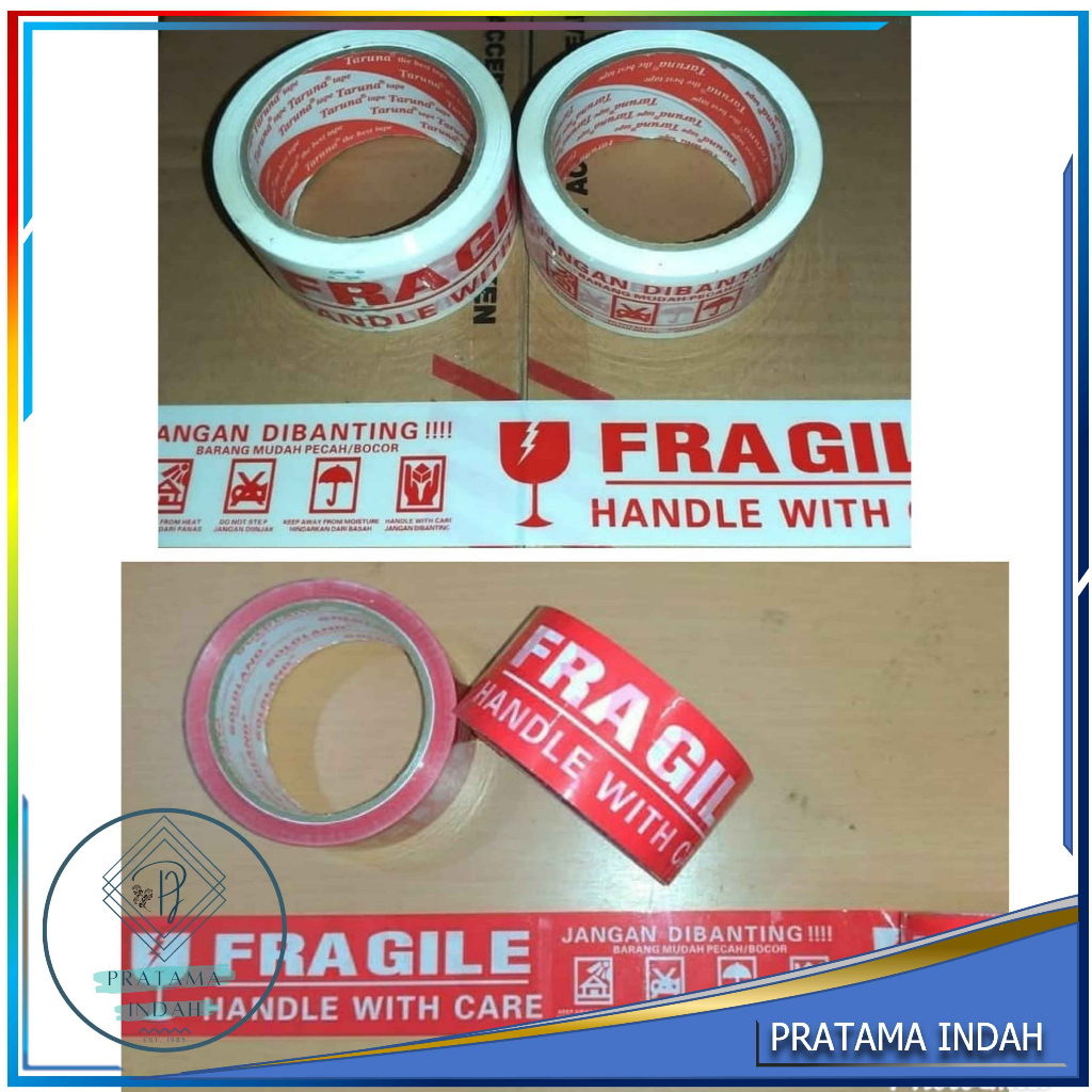 

LAKBAN FRAGILE MERAH 2" (48 MM × 54,7 YARD) SUPER MURAH HARGA PROMO!!!