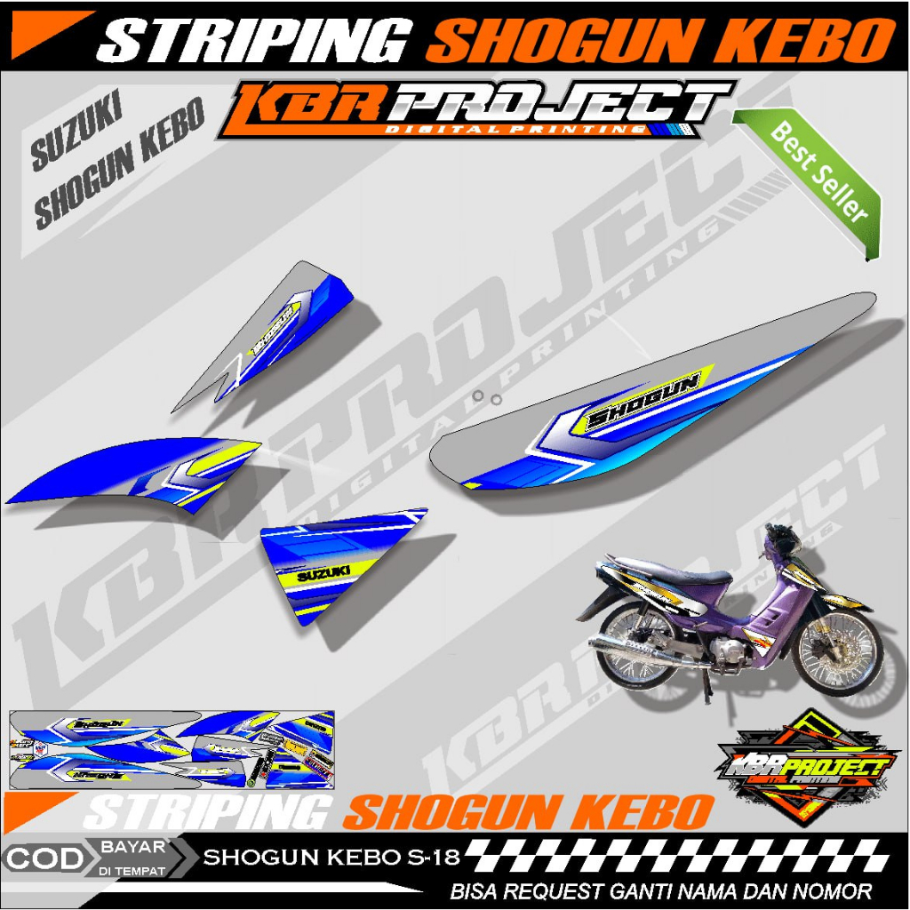 SHOGUN KEBO STIKER MOTOR KEREN Striping Lis Variasi Stiker Motor SUZUKI Racing S.18 TRANSPARAN Cod